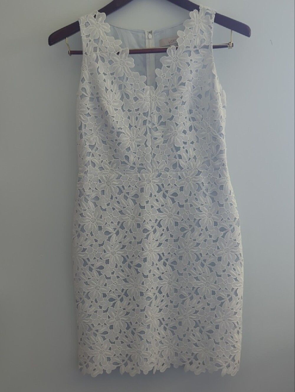 LOFT White Floral Lace Midi Sheath Dress 6P Courthouse Wedding